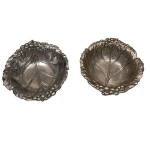 1999 Arthur Court Aluminum Grape Leaf Nut Dish 6" Set of 2 Vintage GUC